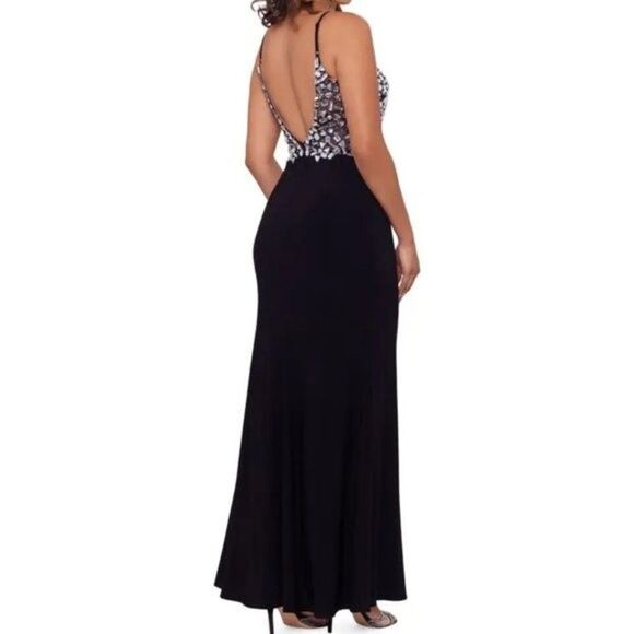 Xscape Formal Maxi Gown Size 0 "Rose" Broken Glass NWT - Picture 2 of 12